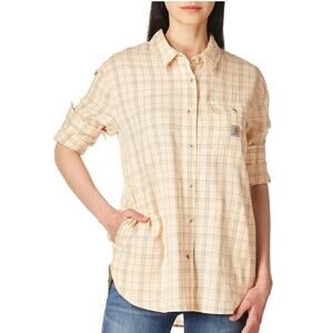 Carhartt Box Logo Loose Fit Plaid Long Sleeve Shirt EUC Size M